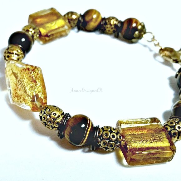 Hand Made - Tigers Eye Semi-precious Bracelet - Picture 2 of 3